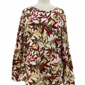 Apple Seed's Women's Boat Neck Multicolor Floral Short Sleeve Sweater Size 0X
